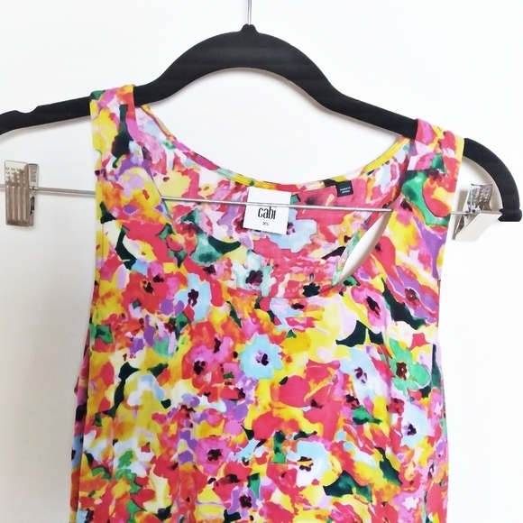Cabi Multicolored Watercolor Floral Racerback Luisa Tank Top Size XS - Picture 4 of 7